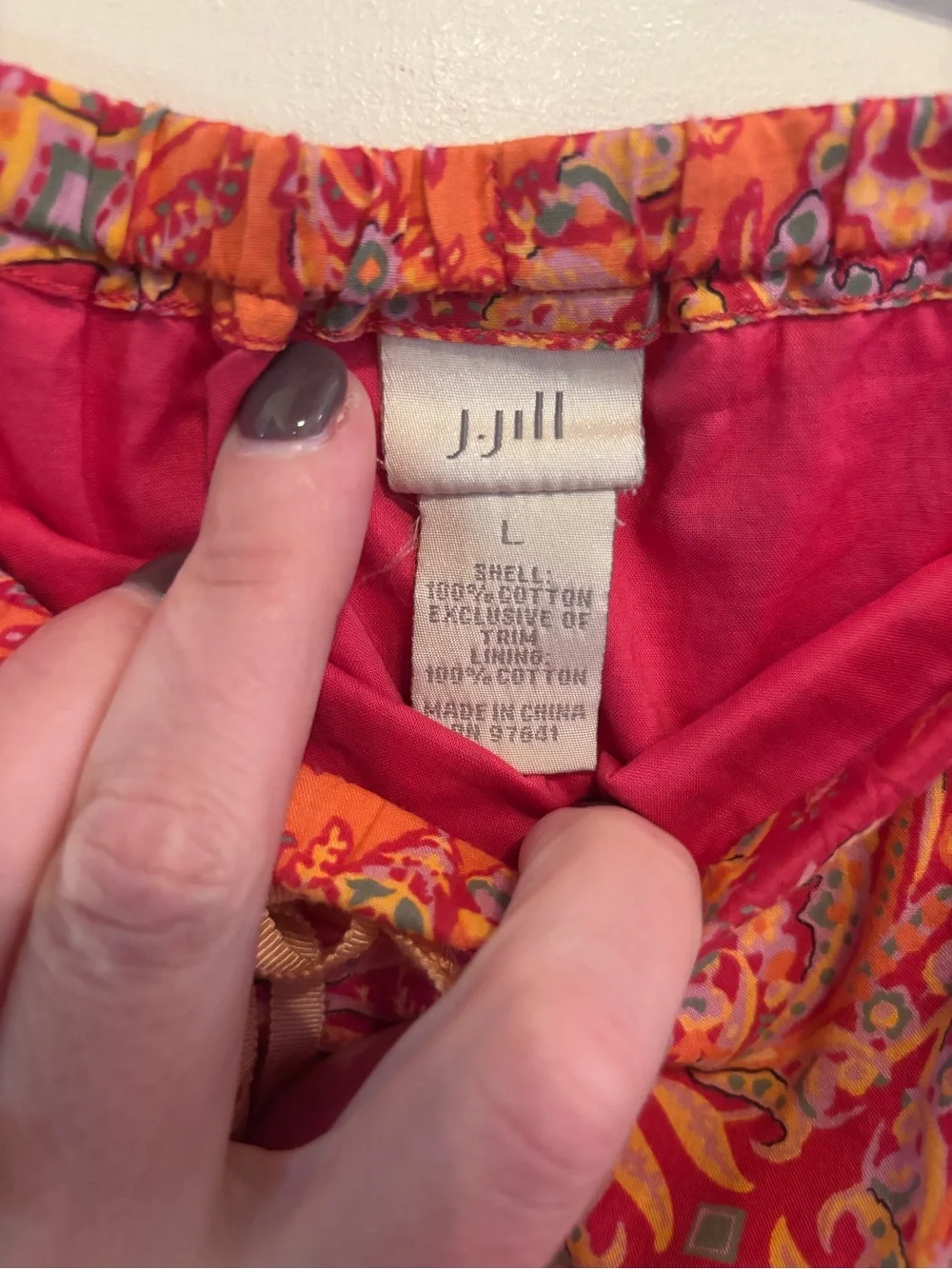 J. Jill Pink Paisley Drawstring Mini Skirt